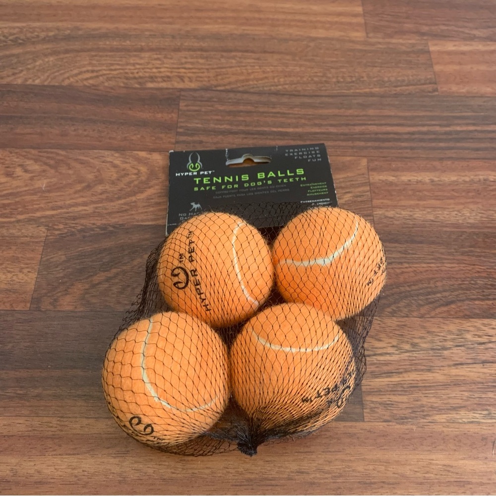 Hyper Pet NEW 4 Pack Tennis Balls Orange Training Exercise Floats Fun Safe